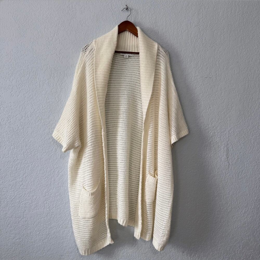 ava & viv cream open knit slouchy short sleeve cardigan size 4x